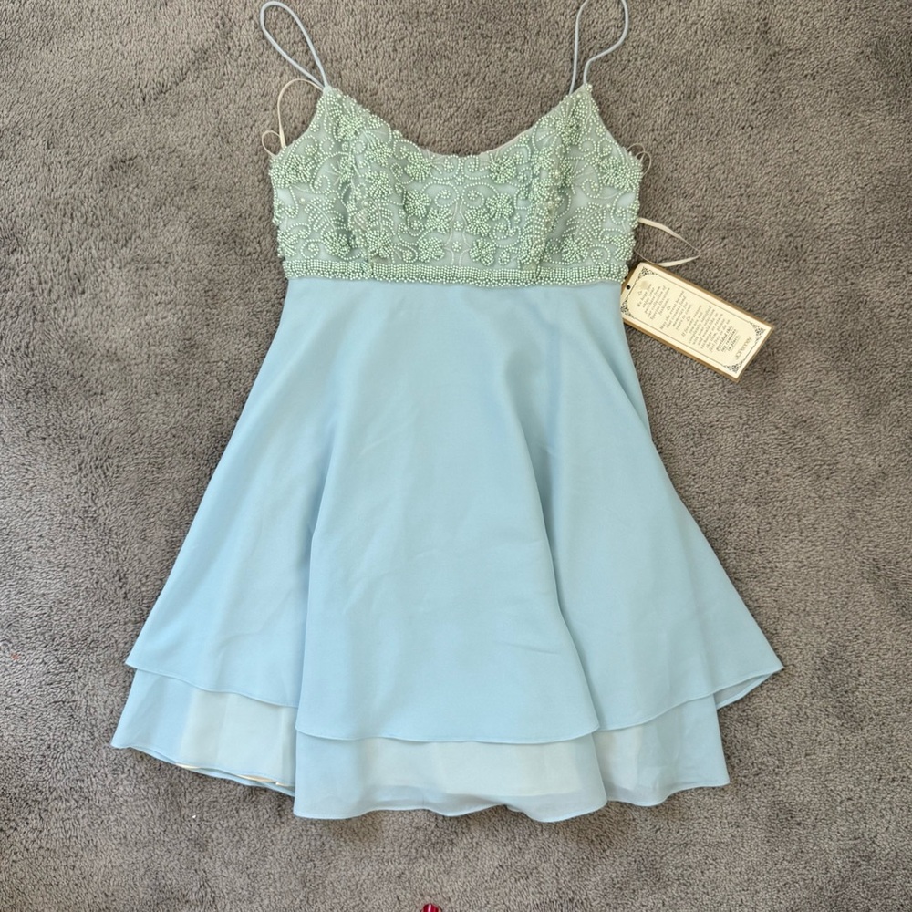 NWT VINTAGE FAVIANA PEARL EMBELLISHED BABYDOLL DRESS 90S Y2K - Picture 2 of 8